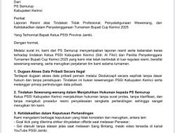Kisruh Bupati CUP, PSSI Kerinci Dilaporkan ke Provinsi